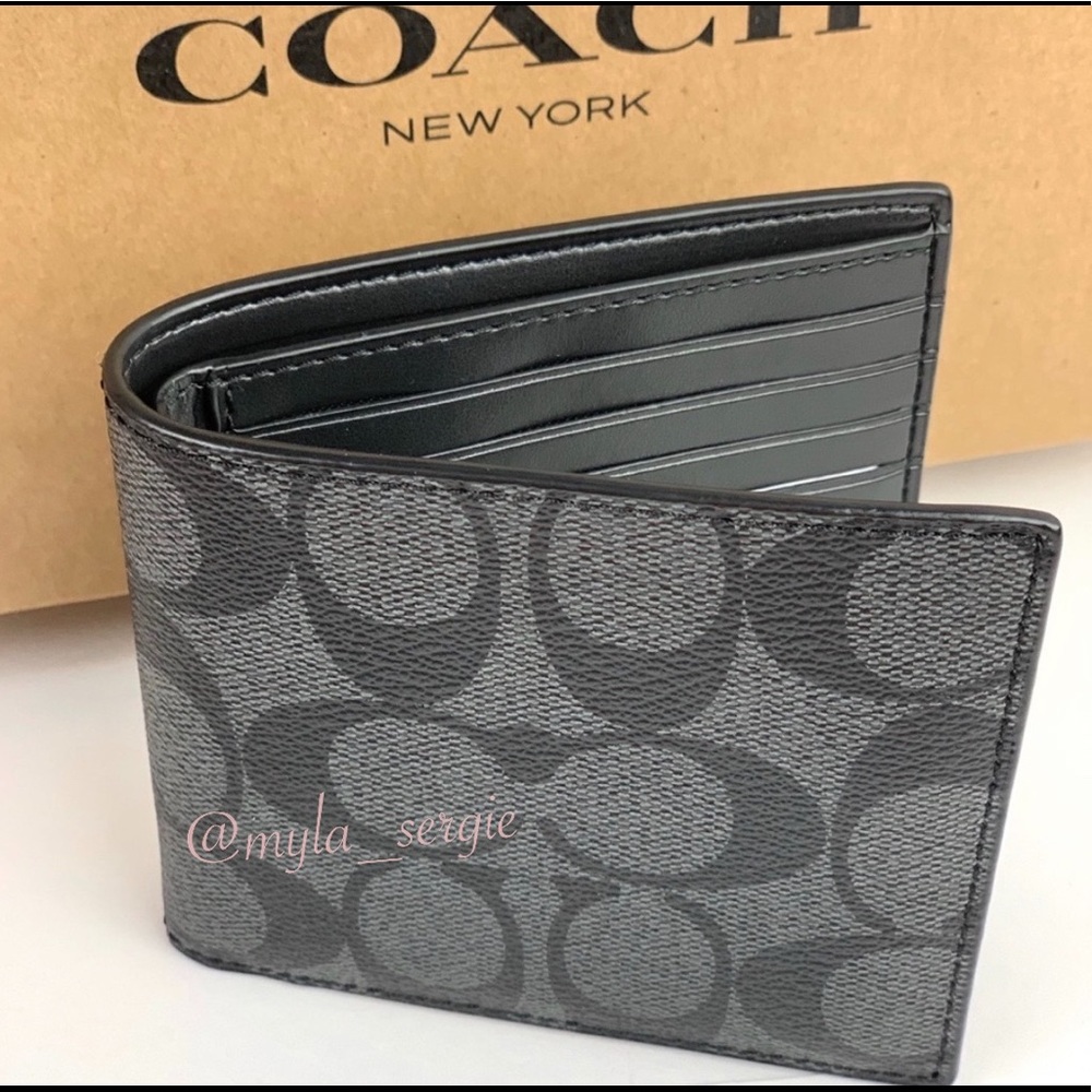 Coach Signature Coated Billfold Men’s Wallet - Picture 3 of 8